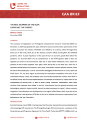 Pierwsza strona opracowania CAA Brief z czerwonym logiem Ośrodka Spraw Azjatyckich w lewym górnym rogu, pod którym znajduje się czerwony pasek z napisem "CAA Brief" a pod nim czarny tekst na białej stronie