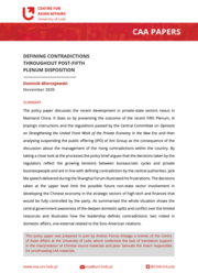 Pierwsza strona opracowania CAA Papers z czerwonym logiem Ośrodka Spraw Azjatyckich w lewym górnym rogu, pod którym znajduje się czerwony pasek z napisem "CAA Papers" a pod nim czarny tekst na białej stronie